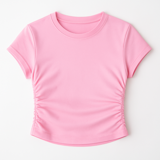 Drape Cropped Tee - Pink