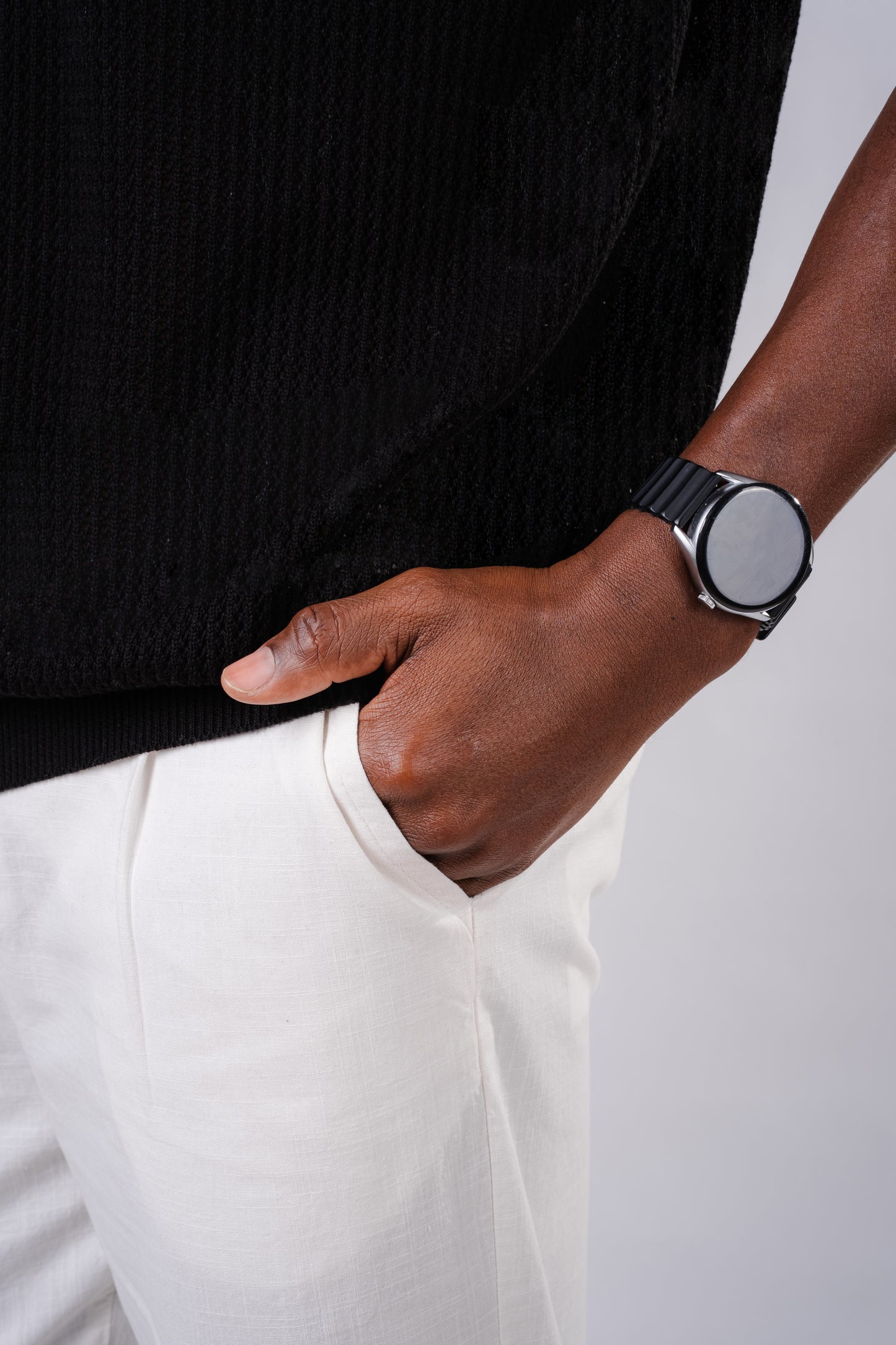 Summer knit polo-Black