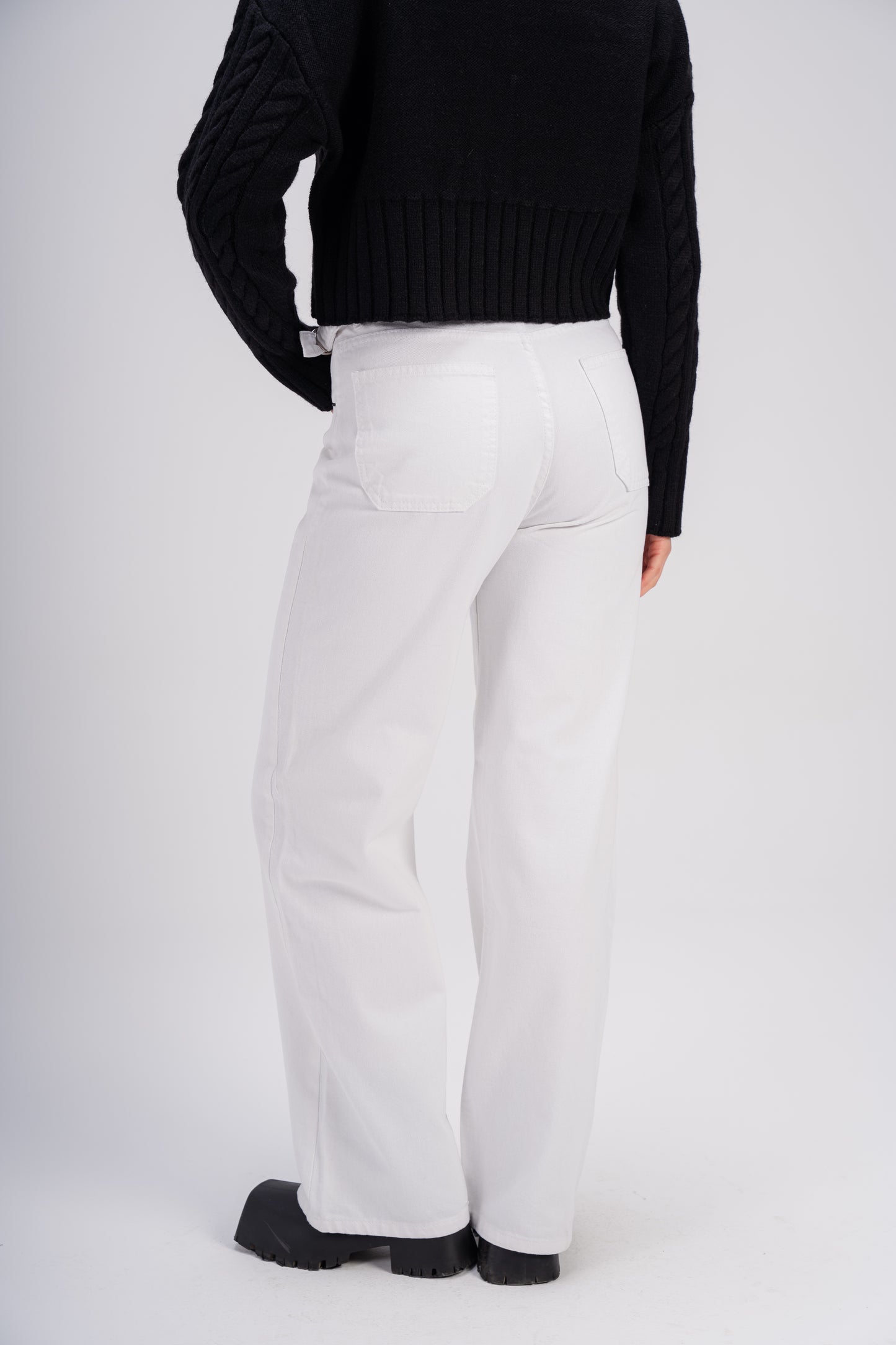 Wide, Modern White Gabardine Pants
