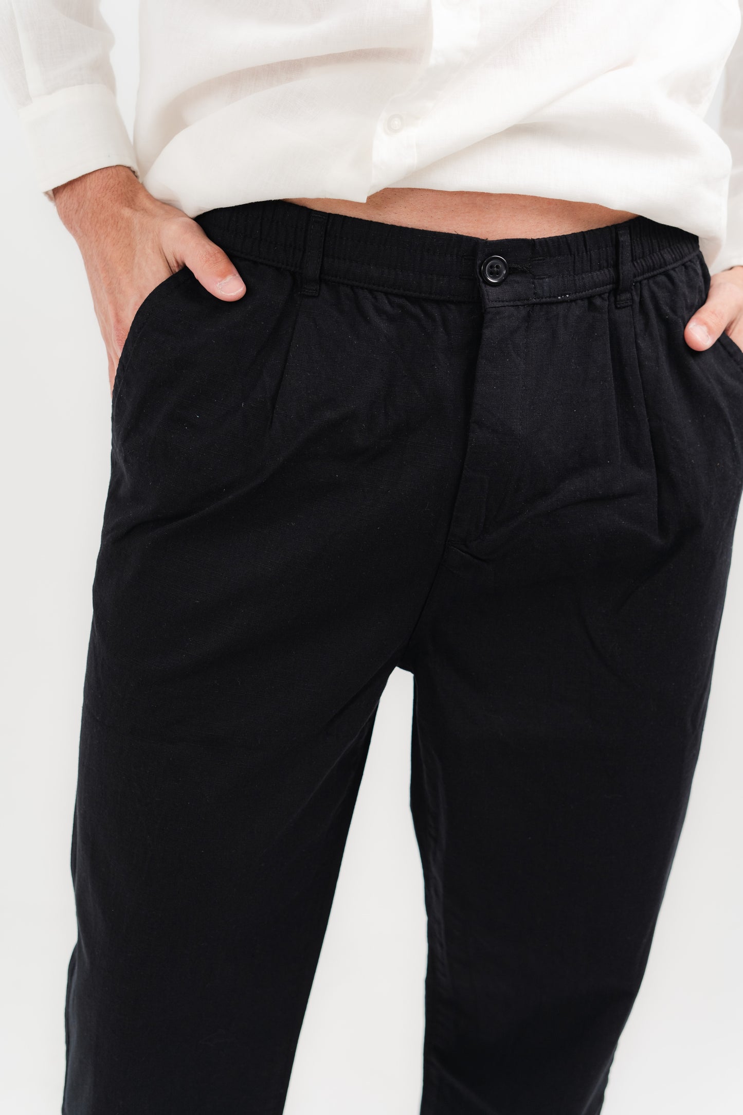 Straight fit Linen Pants - Black