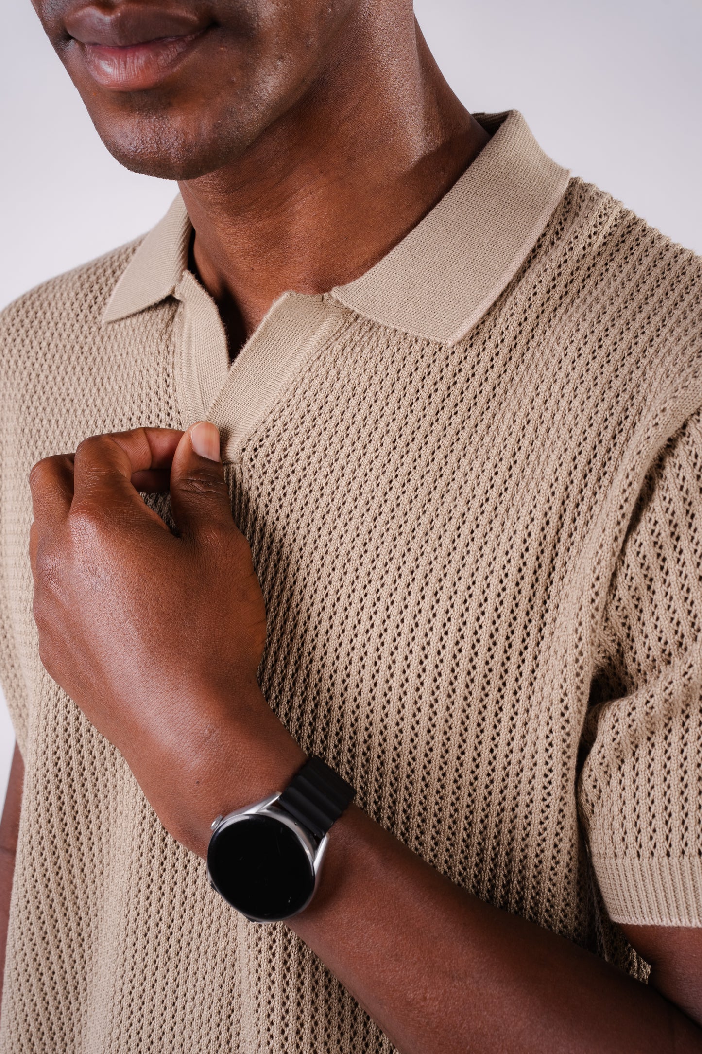 Summer knit polo-olive