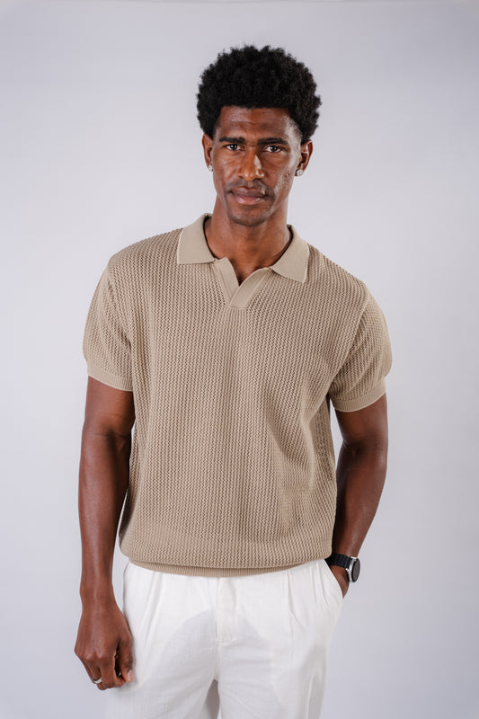 Summer knit polo-olive