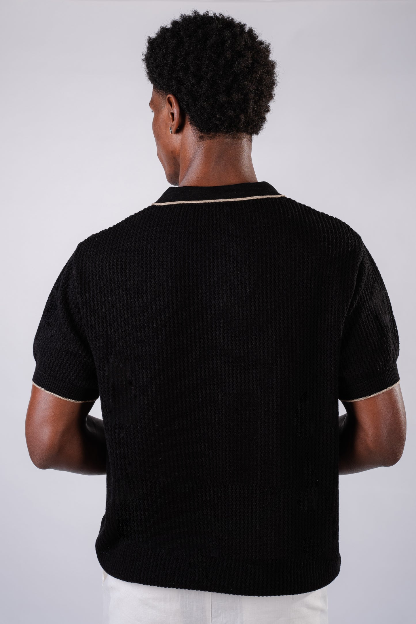 Summer knit polo-Black