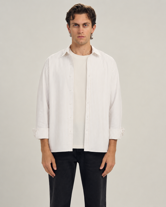 Classic Pinstripe Shirt In Beige
