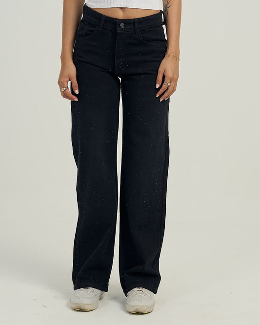 Women black pants High Sparkle High-Rise Wide Leg Jeans