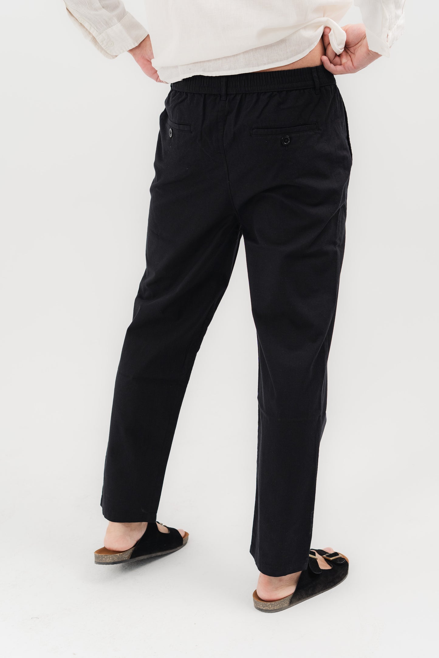 Straight fit Linen Pants - Black