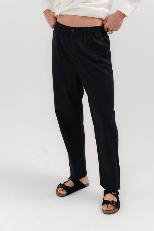 Straight fit Linen Pants - Black
