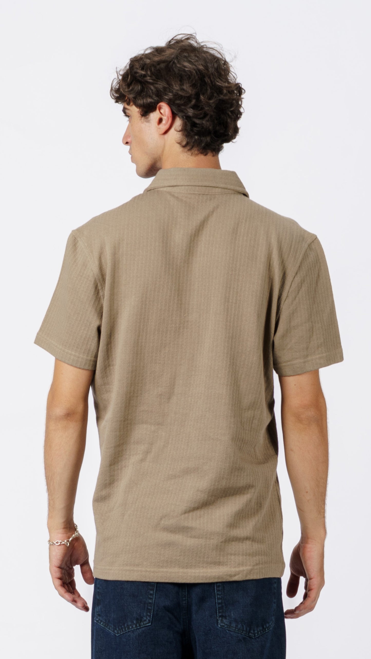 Button Down Beige Polo T-Shirt