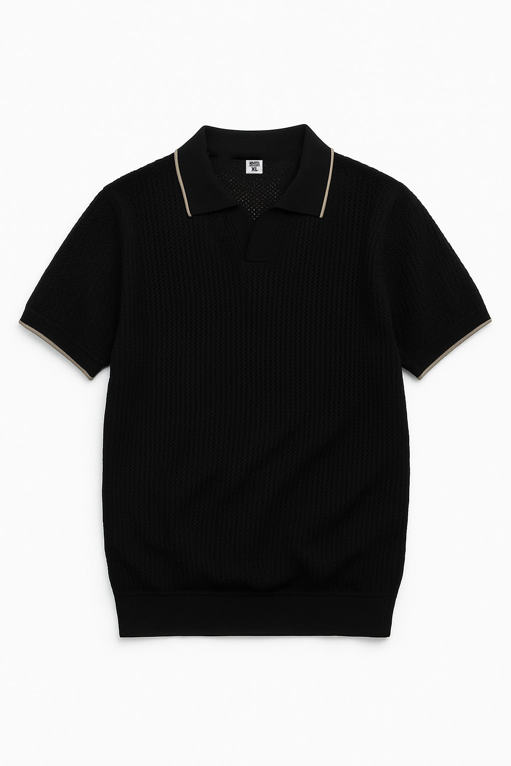 Summer knit polo-Black