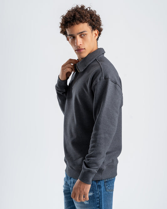 Dark Gray Sweatshirt with zip-up collar