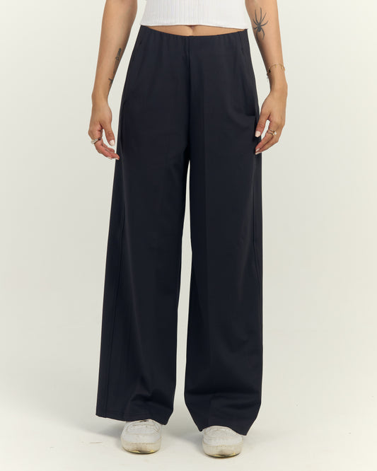 Oysho PANTS-Waisted Wide-Leg Trousers Black
