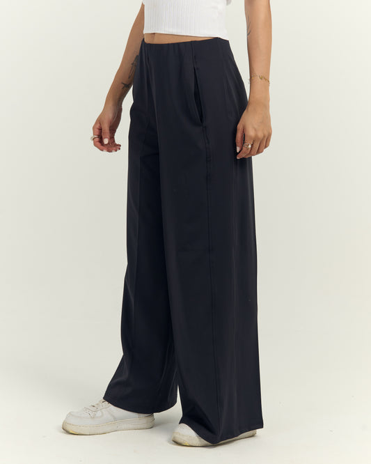 Oysho PANTS-Waisted Wide-Leg Trousers Black