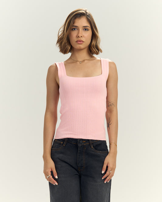 Pink Ribbed Neck