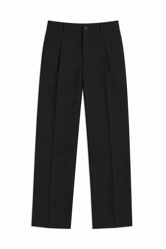 Men's Tailored Smart-Casual Pleated Trousers Black