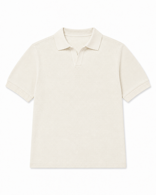 Knit polo in white