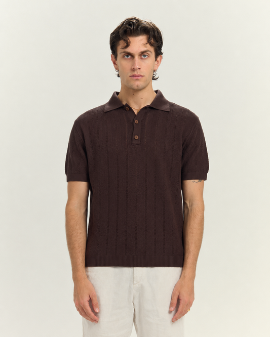 Knit Polo In Brow