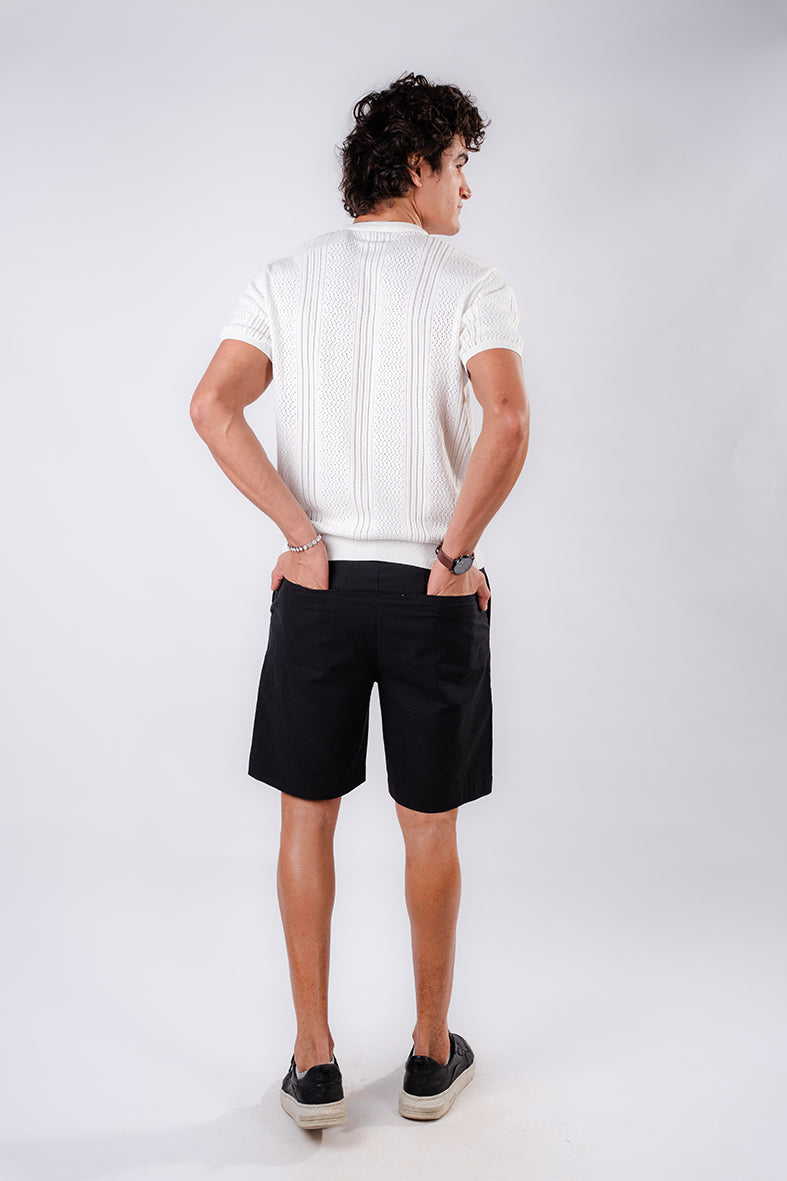 Straight fit Linen Shorts - Black