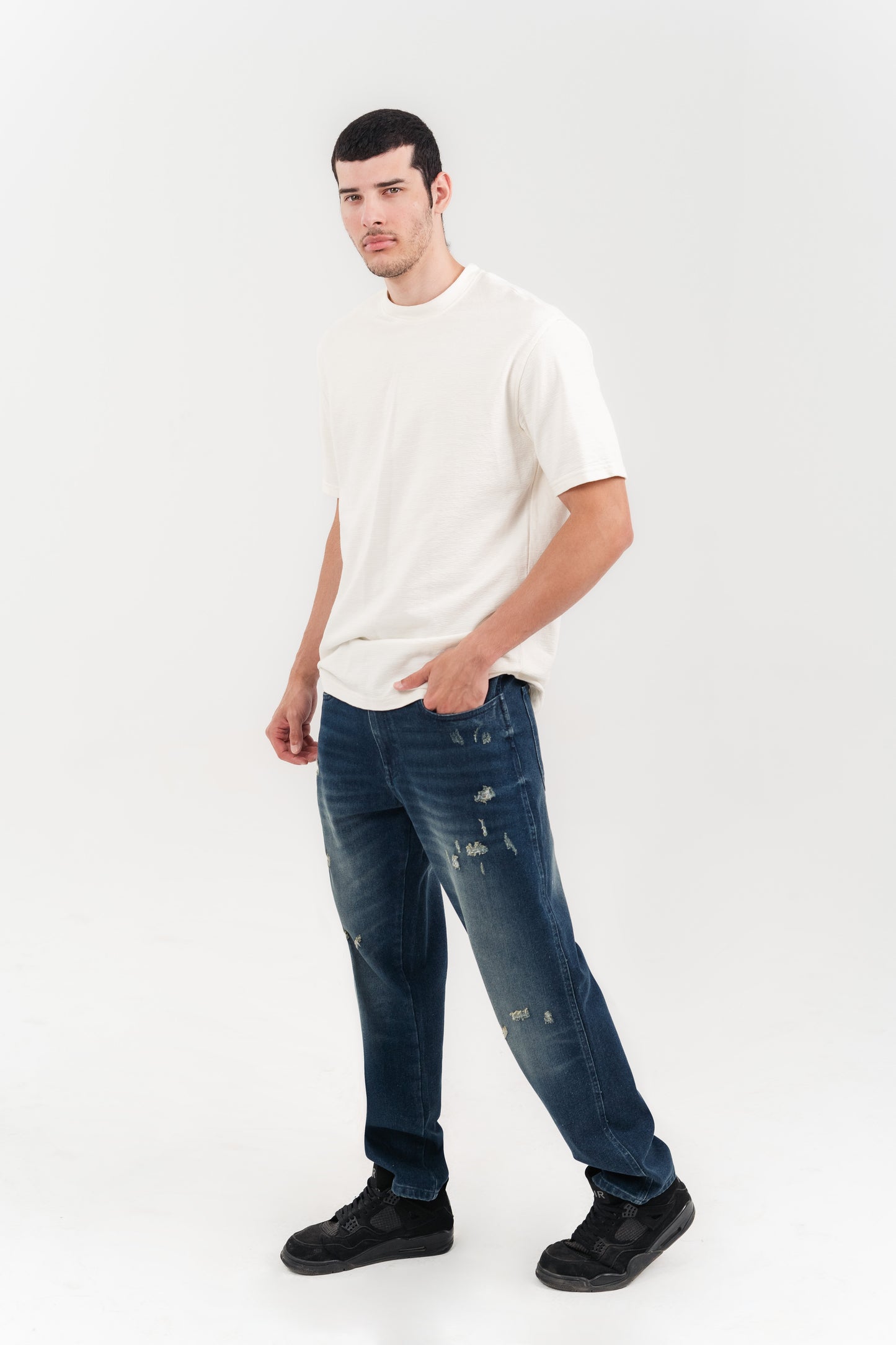 Men's Straight Fit Dirty Blue Denim