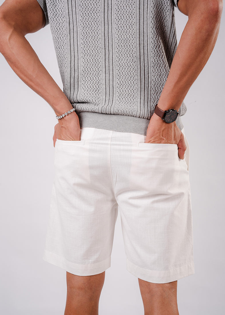 Straight fit Linen Shorts -off White