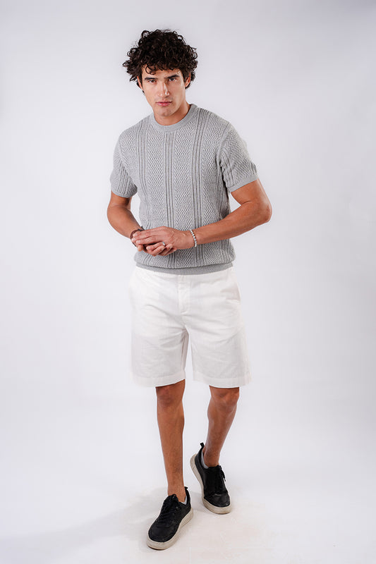 Straight fit Linen Shorts -off White