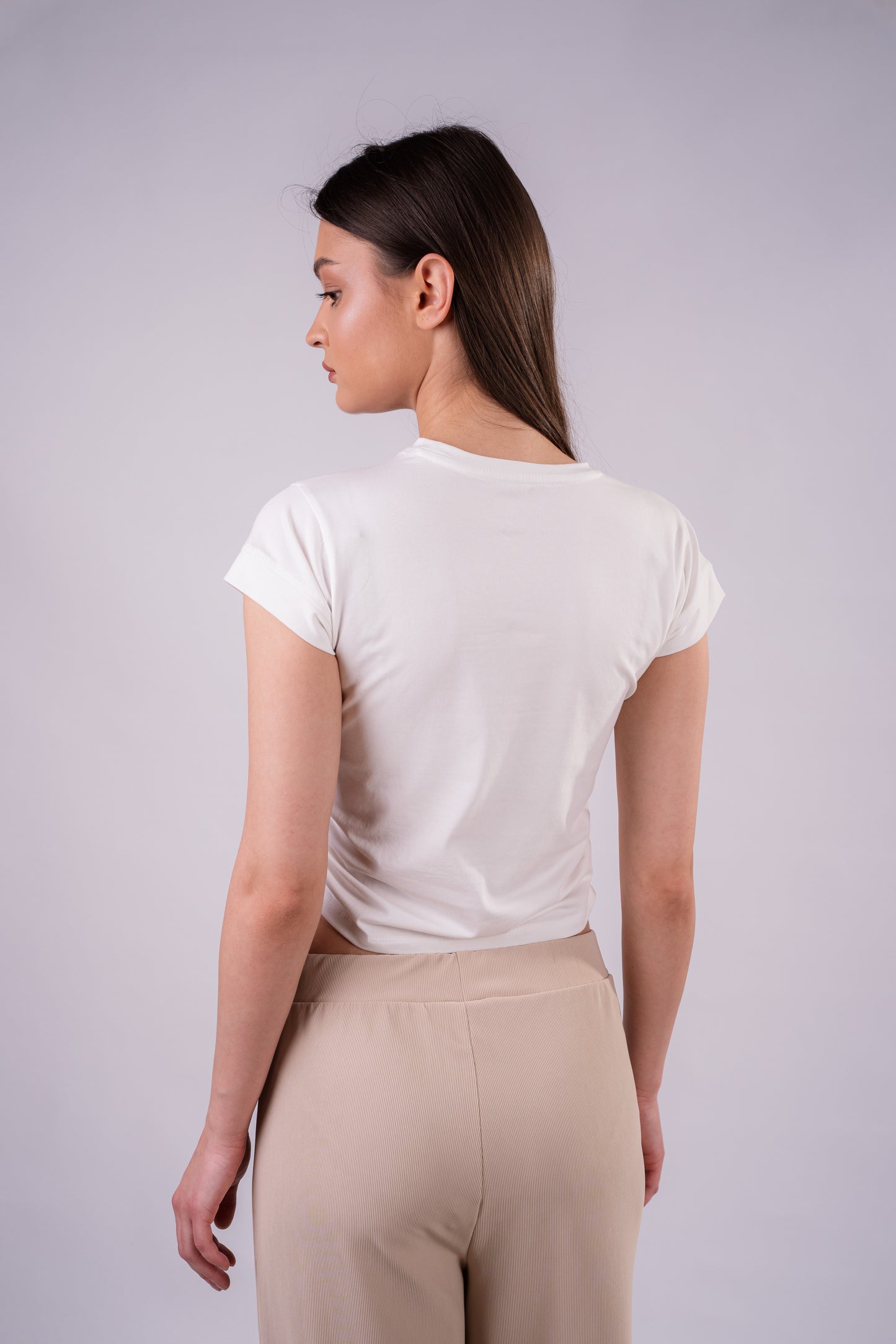 Drape Cropped Tee - White