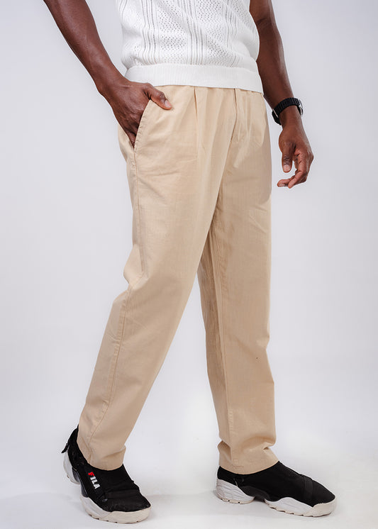 Straight fit Linen Pants - Beige