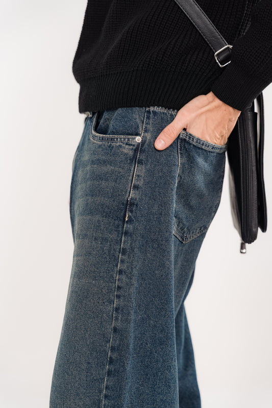 Vintage Wash Wide Leg Jeans