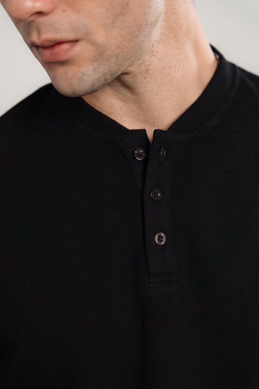 Cashmere Henley Top In Black