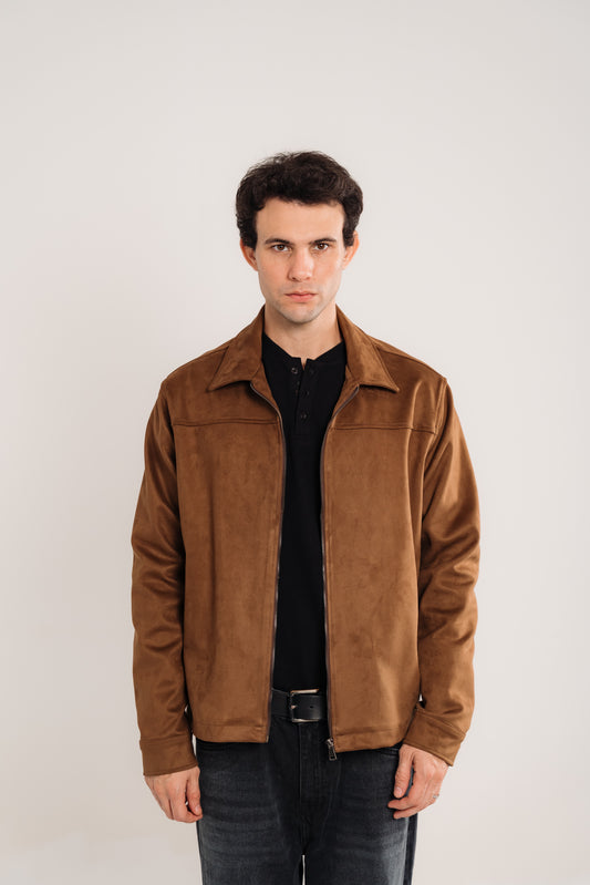 Men's Light Brown Heavyweight Suede Jacket