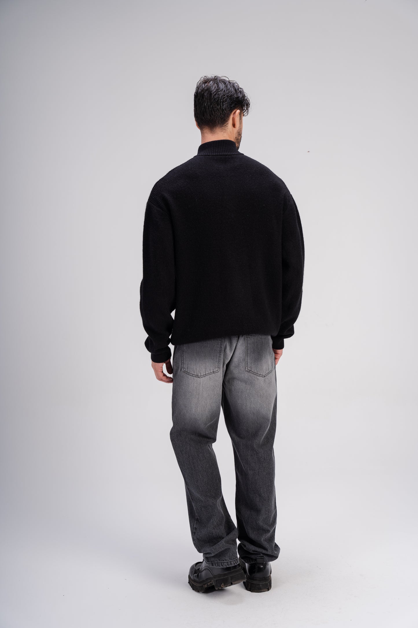 Quarter Zip Knit in Black