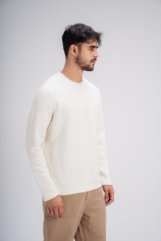 Textured sweater in White