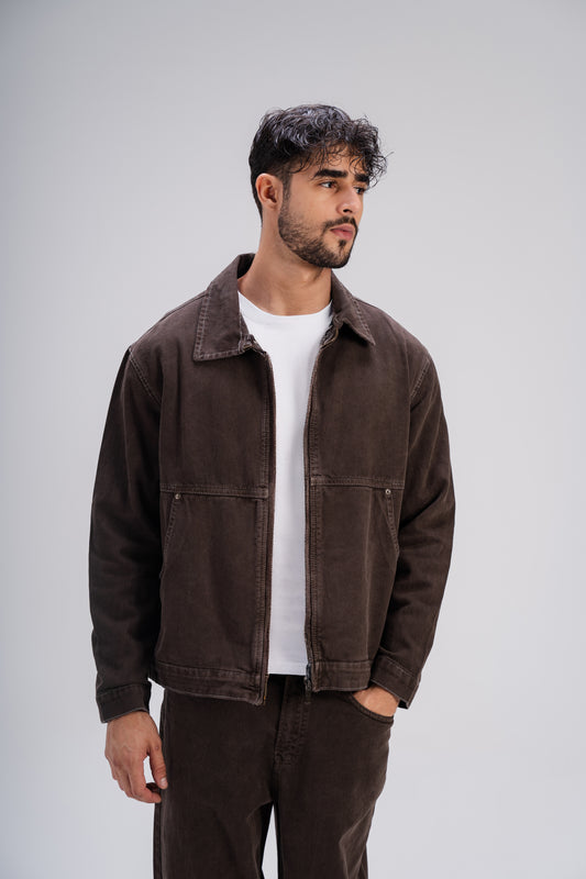 Gabardine Jacket in Ash Brown