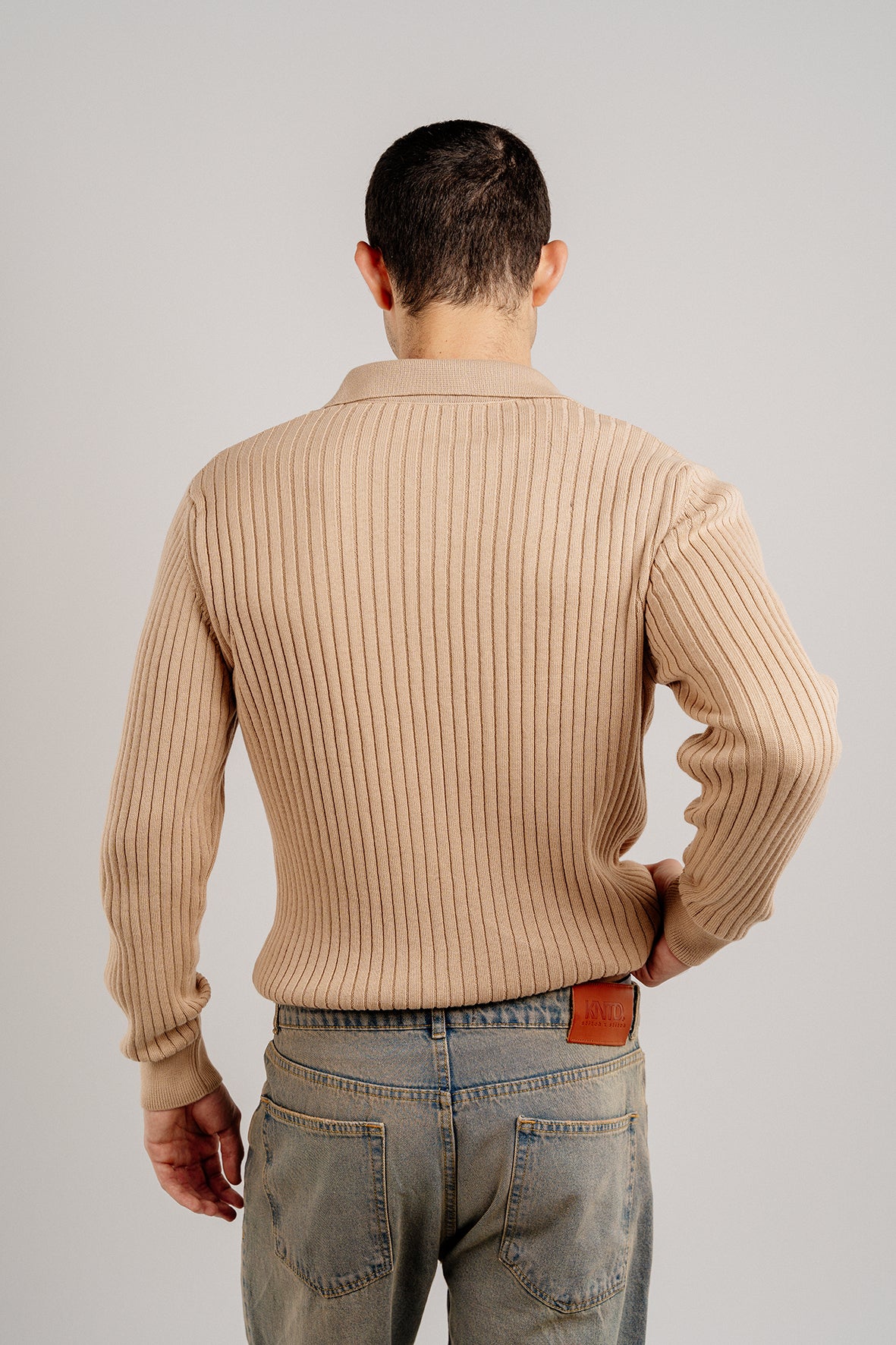 WOOL BEIGE RIBBED SWEATER