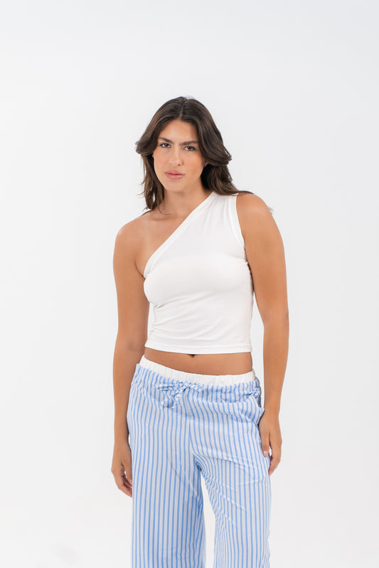 Blue Striped Drawstring Lounge Pants