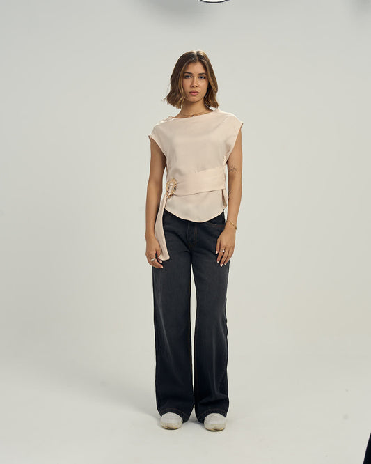 Women's Wide-Leg Relaxed Jeans in Washed Black