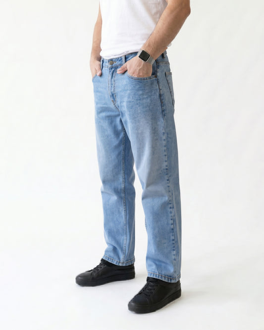 Men's Relaxed Straight-Leg Denim in Blue