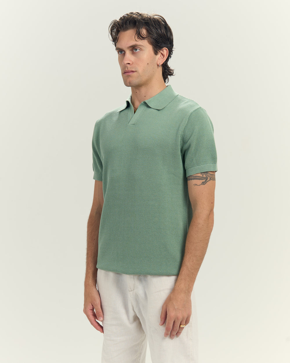 Knit polo in Mint