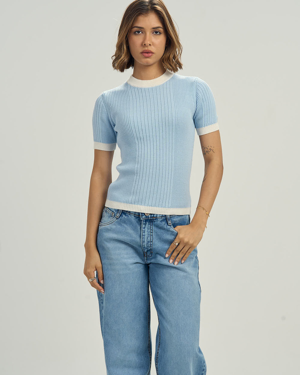 Knit Tee In Sky blue
