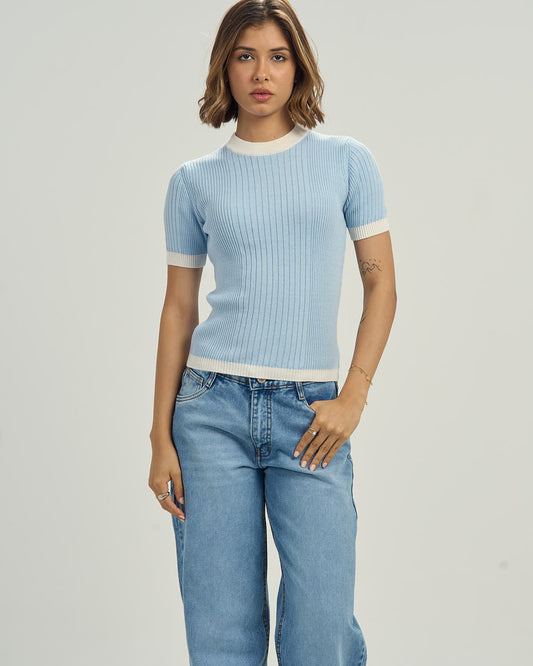 Knit Tee In Sky blue