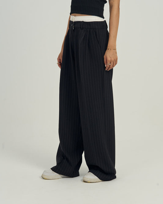 Tailored Pinstripe Wide-Leg Trousers