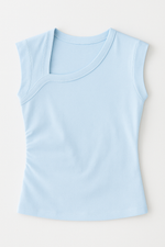 Quarter Sleeve Cropped Shirt - Sky Blue