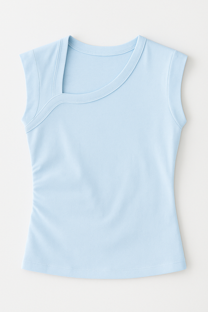 Quarter Sleeve Cropped Shirt - Sky Blue