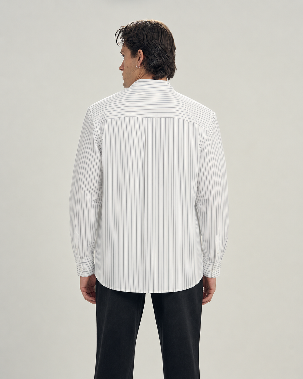Classic Pinstripe Shirt In olive