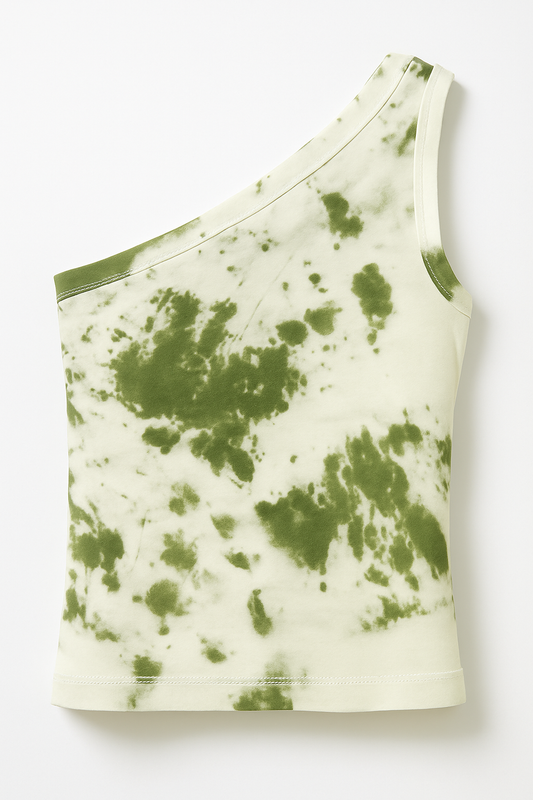 Tie Dye One Shoulder Shirt- Green