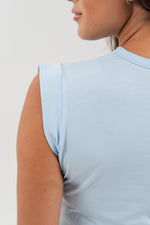 Quarter Sleeve Cropped Shirt - Sky Blue