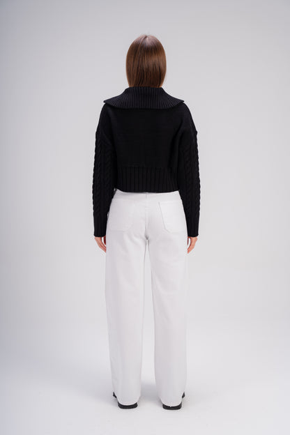 Wide, Modern White Gabardine Pants