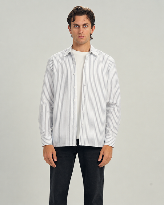 Classic Pinstripe Shirt In olive