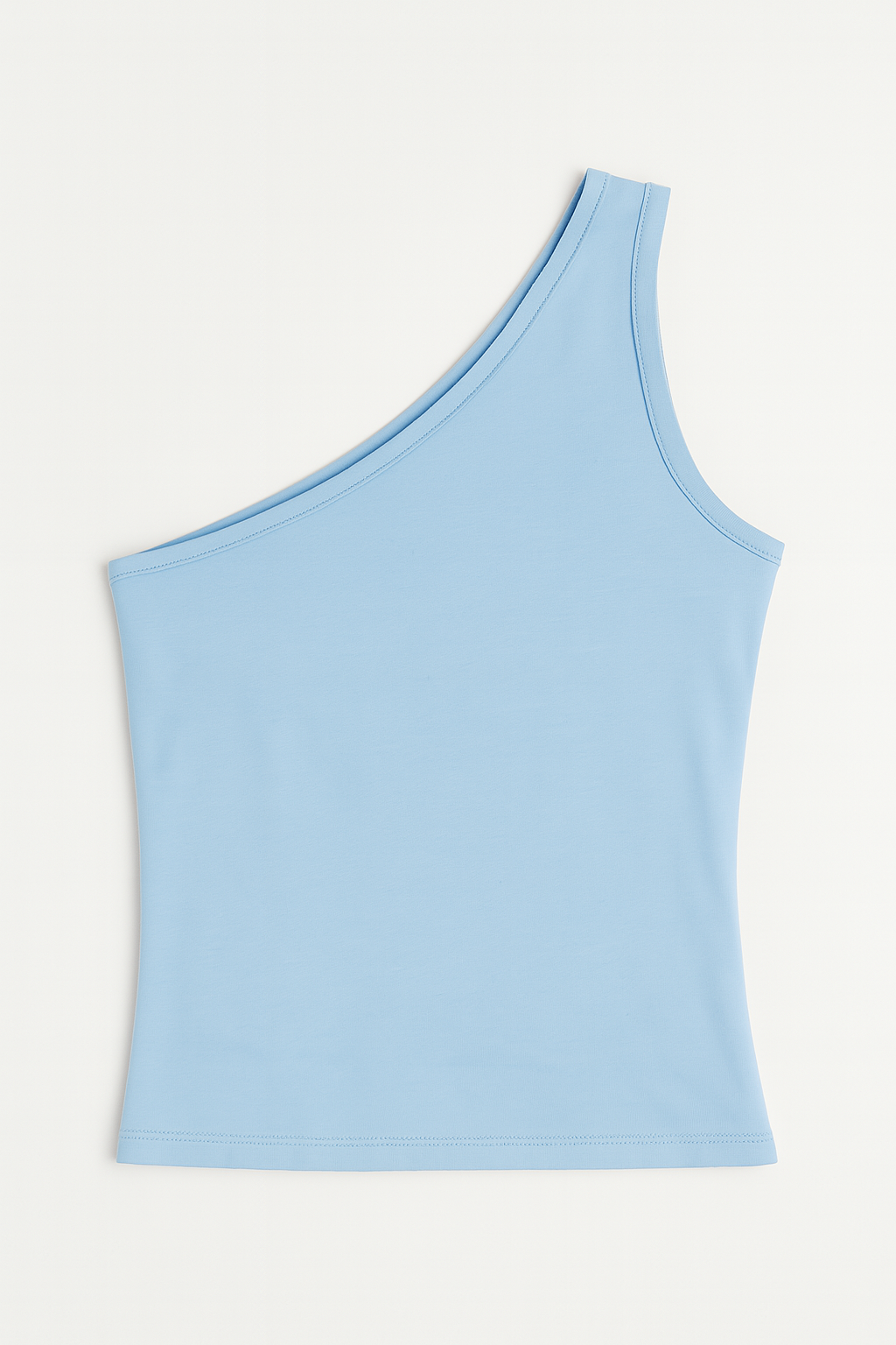 One Shoulder Basic Top - Sky Blue