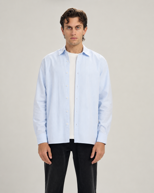 Pinstripe Shirt In Sky Blue