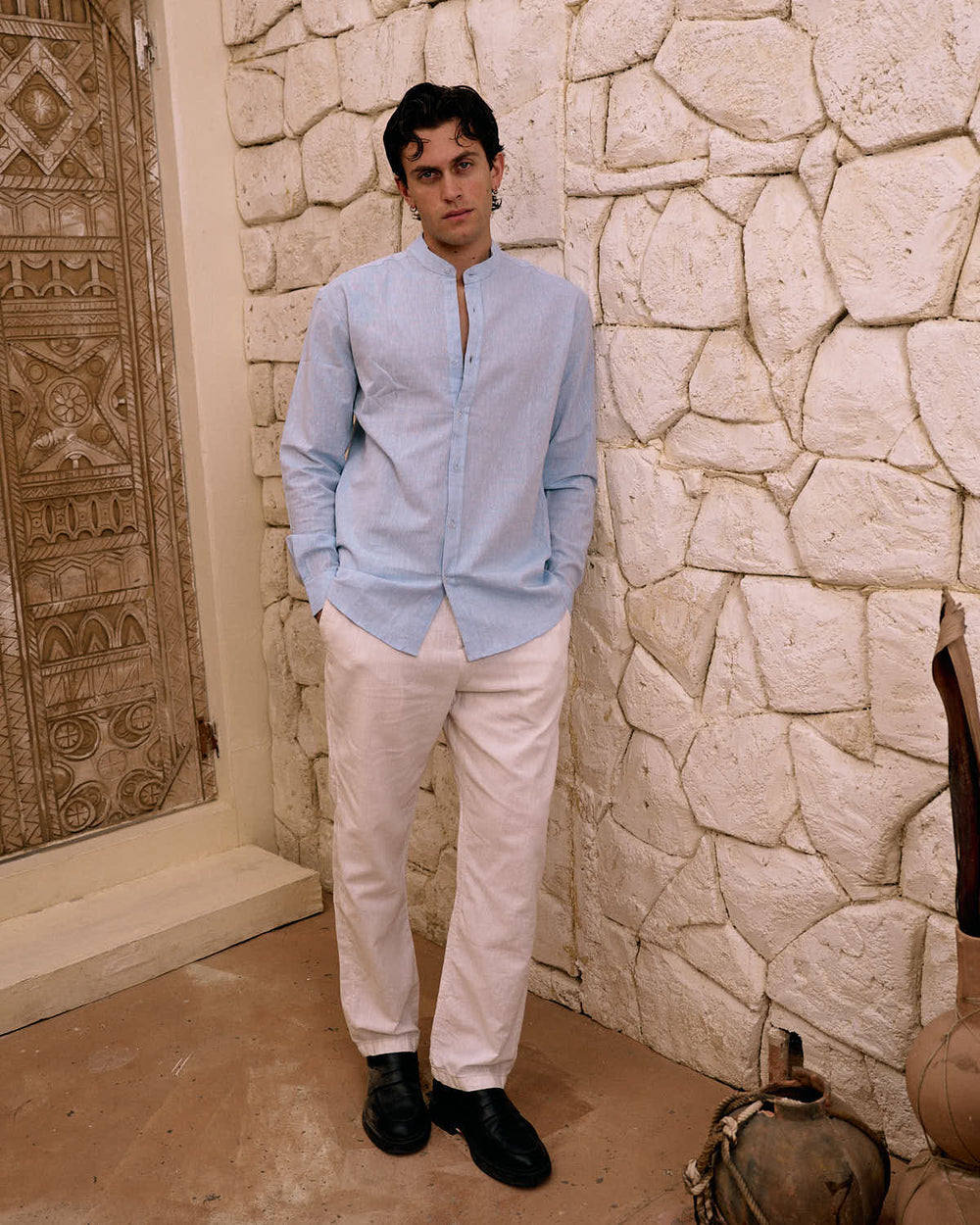 Sky Blue Linen Shirt